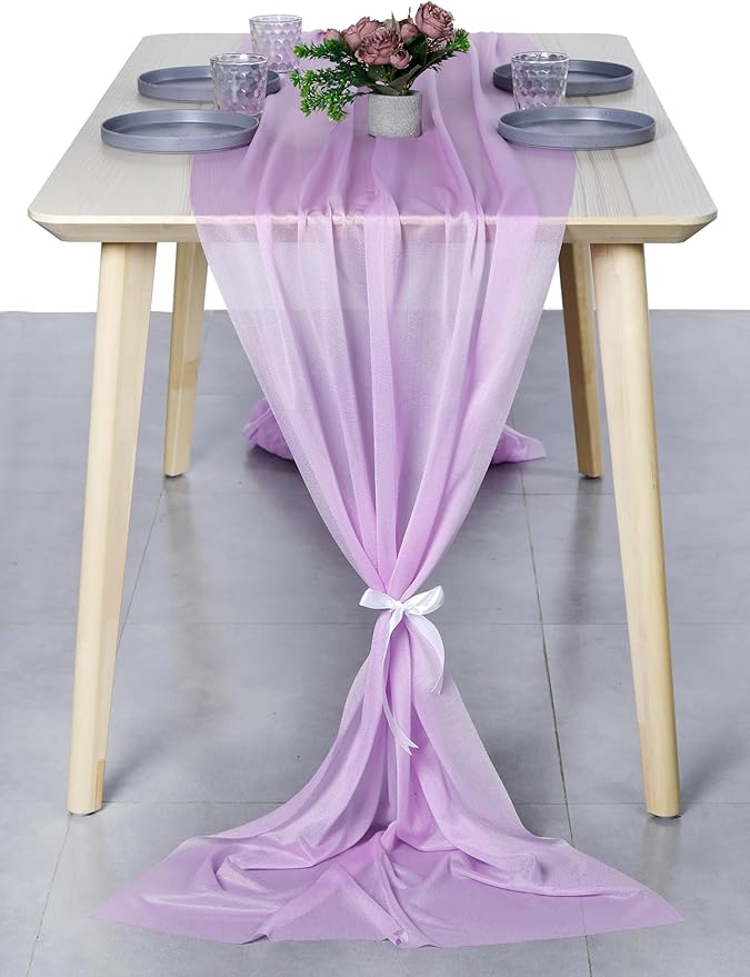 MDS Halloween Chiffon Table Runner - 20 Pack, 29 x 170 Inches, 14ft Each - Sheer Spooky Table Runners for Haunted House Parties, Trick-or-Treat Tables, Witchy Décor, Wedding & Events - Orchid