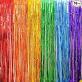 10 Pack Rainbow Backdrop Curtain 3.2ft x 8.2ft Metallic Tinsel Foil Fringe Curtains Photo Booth Background for Birthday Party Decoration Baby Shower Engagement Wedding Christmas Decoration (Rainbow)