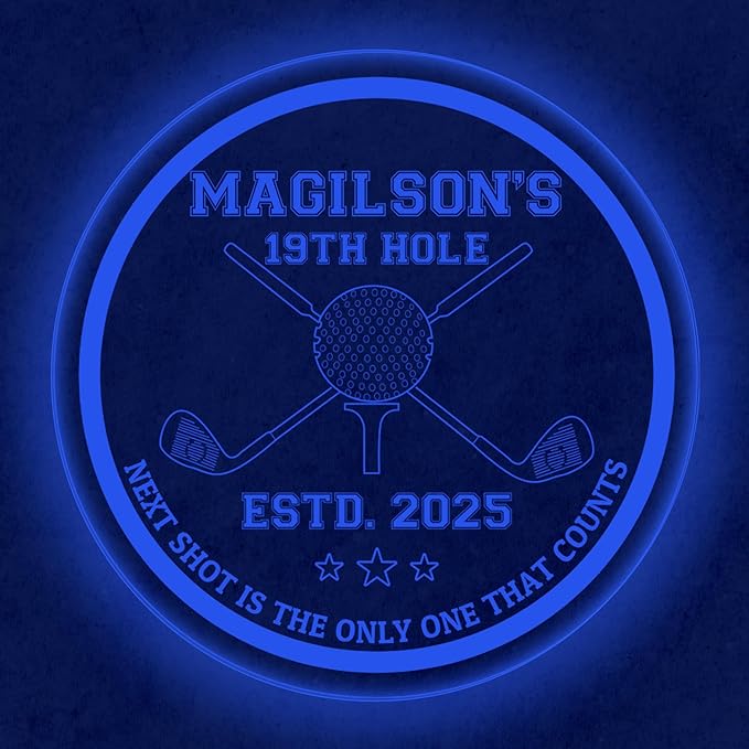 Custom Golf LED Bar Sign – Personalized Color Changing Acrylic Wall Decor for Home Bar, Man Cave, Game Room, or Patio (Golf Bar, 20 INCHES)