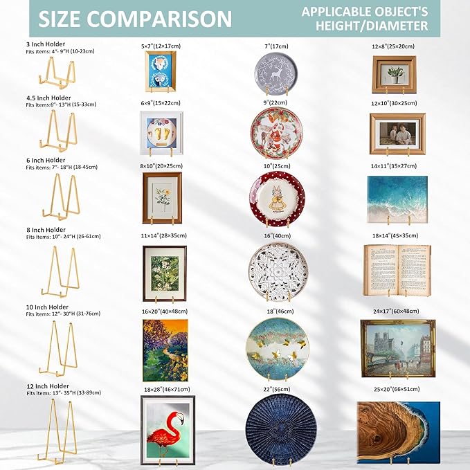 Plate Holder Easel Display Stand - 6 inch Metal Plate Stands for Display - Tabletop Picture Stand - Gold Iron Easels for Display Pictures | Photo Frames | Book | Decorative Plates | Plaque - 2 Pack