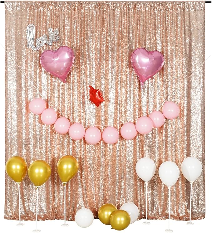 Poise3EHome Sequin Backdrop Curtain, 10Ft x 10Ft Rose Gold Glitter Photography Background Curtains, Sequence Xmas Thanksgiving Backdrop Drapes Decor