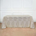 Efavormart 90"X132" Champagne Sparkly Sequin Geometric Tulle Rectangular Tablecloth