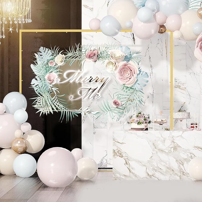 Wedding fashion arch background metal frame, (3.9, 5.2, 6.6 feet) suitable for background decoration frames such as weddings, birthdays, parties, baby showers, and photography (gold, 6.6*6.6)