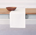 Solino Home White Table Runner 90 Inches Long - Cotton Linen Hemstitch 14 x 90 Inch Table Runner for Dining, Fall, Autumn, Halloween, Thanksgiving, Christmas, Holiday