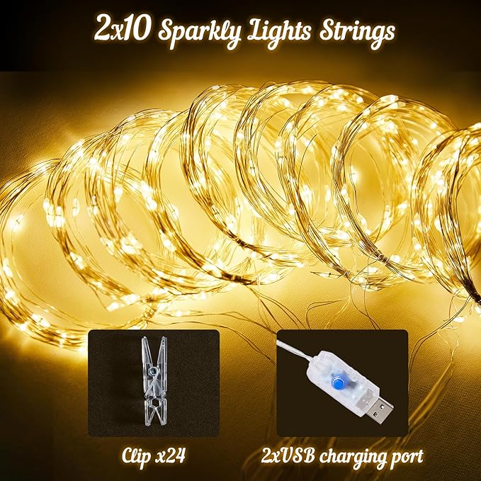 20x8ft Champagne Tulle Backdrop Curtains with Lights for Party Wedding Baby Shower, Sheer Drape Backdrop Curtains for Birthday Party Photo Booth Background Decoration