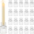 Romadedi Glass Candle Holder for Candlestick - 20 Pcs Clear Small Tapered Candle Holder Wedding Decor Table Centerpiece Bulk for Candle Sticks Christmas Party Living Room Dinner Advent