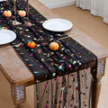 JIALE Black Floral Table Runner, Embroidery Daisy Seasonal Table Decorations, 120Inch 10FT Tulle Fabric for Home Decor, Bridal Shower Wedding, Baby Shower Parties, DIY Craft