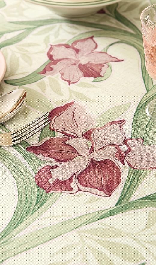 patdrea Designer Green Rectangle Tablecloth,Framhouse Vintage French Violets Pattern Tablecloths,Elegant Floral Table Cover Decor for Kitchen Dining Christmas,Party,Thanksgiving,63"x87"-Tara a