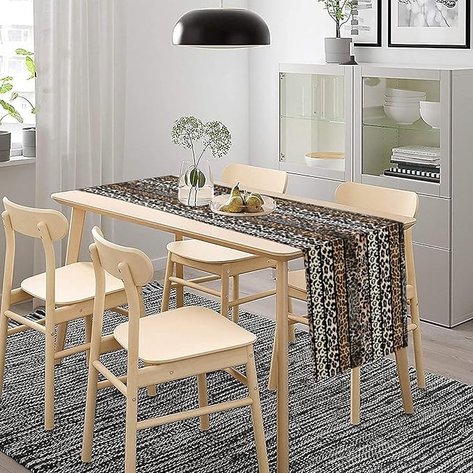 Cow Patchwork Print Table Runner, Country Farm Animal Fur Skin Farm Safari Wildlife Pattern Table Runner for Dinner Dinning Home Kitchen Living Room Party Holidays Setting, 13x90 Inch