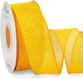 Ribbli Yellow Burlap Wired Ribbon,1-1/2 Inch x 10 Yard, Wired Edge Ribbon for Big Bow,Wreath,Tree Decoration,Outdoor Decoration