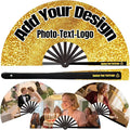 Custom Fans with Your Photo/Text - Personalized Folding Hand Fan for Line Dancing, Weddings, Parties | Decorative Gift for Women, Church Events & Dance Performances (150, 13 Inch)