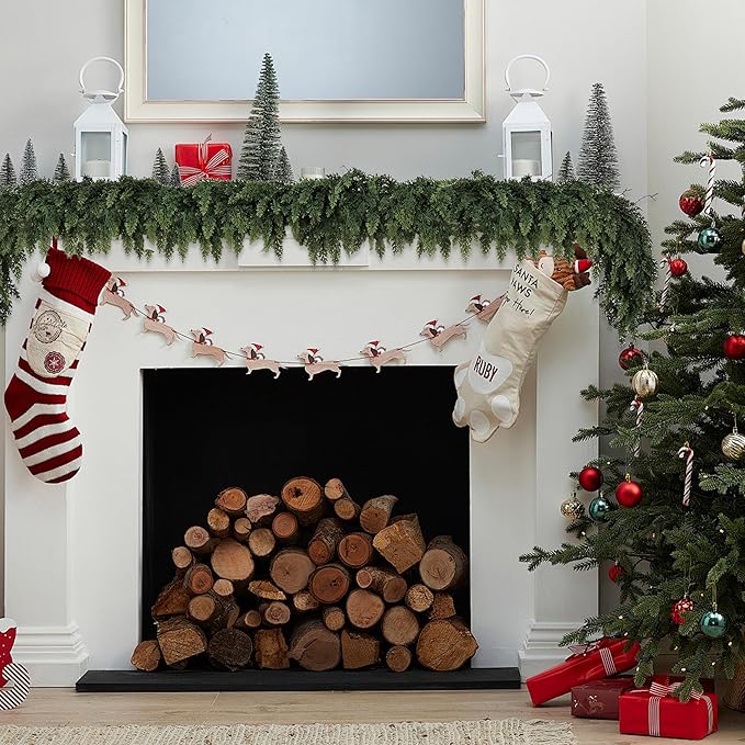 Realistic Christmas Garland for Mantle Real Touch Thick/Lush Artificial Cedar Garlands Christmas Decorations Indoor Christmas Garland for Stairs Railing Outdoor Table Xmas Holiday Decor Greenery 5FT
