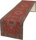 Vintage Boho Floral Table Runner, Rustic Country Farmhouse Red Black Retro Flower Pattern for Home Kitchen Table Decor Dining Coffee Room Party Decor 13x90in