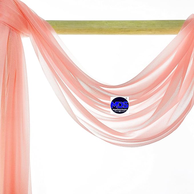 MDS Halloween Chiffon Draping Fabric - 1 Panel, 30" Wide x 30ft Long - Sheer Spooky Arbor & Canopy Drapery for Haunted House Backdrops, Party Ceilings, DIY Costumes & Themed Events - Peach