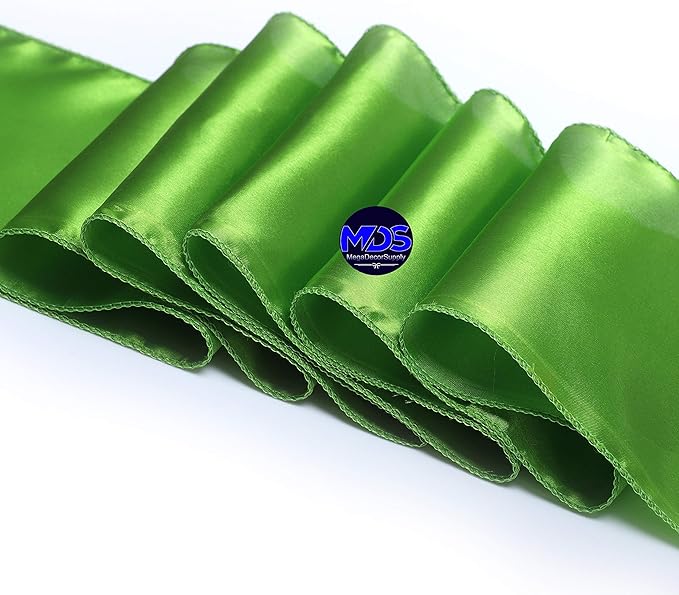 MDS Pack of 150 PCS Satin Chair Sashes Charmeuse Sateen Dining Chair Bows Ribbon Ties Back Sash for Wedding Party Birthday Home Hotel Restaurant Banquet Decoration (7 x 108 Inch, Parrot Green)