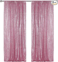 Sugargirl Pink Sequin Backdrop Curtain 2 Panels 2FTx8FT Glitter Pink Background Drapes Sparkle Photography Backdrop for Party Wedding Birthday Wall Decoration