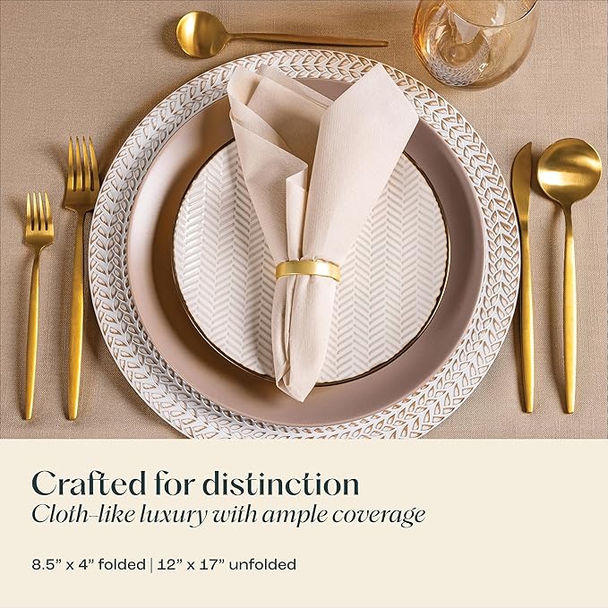 50-Pack Disposable Linen-Feel Pink Napkins, 12" x 17" Cloth-Like Paper Dinner Napkins For Wedding, Bathroom, Party Or Event
