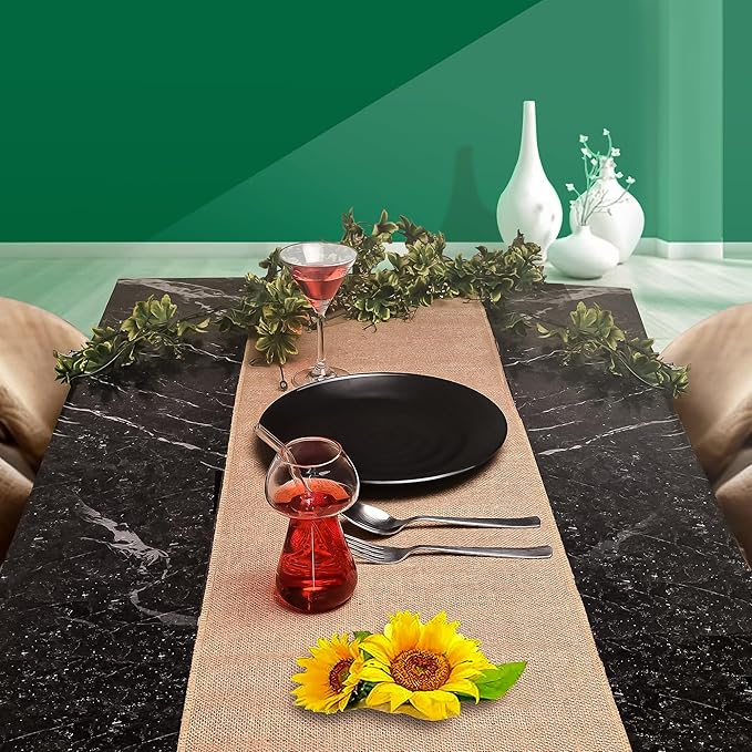 Burlap Table Runners (Pack of 6) – 12”x 108” - No-Fray Finished Edge Premium Quality Natural Table Runner – No Odor, Eco-Friendly Burlap Runner, Perfect for Rustic Table Decor and Other DIY Crafts