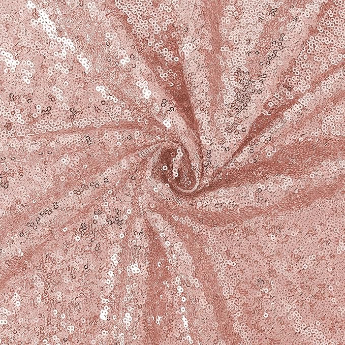 OQSQ Rosegold Sequin Tablecloth 50x80 inch, Glitter Drape Table Cloth, Sparkle Sequence Table Overlays for Thanksgiving Day Wedding Birthday Party Baby Bridal Shower