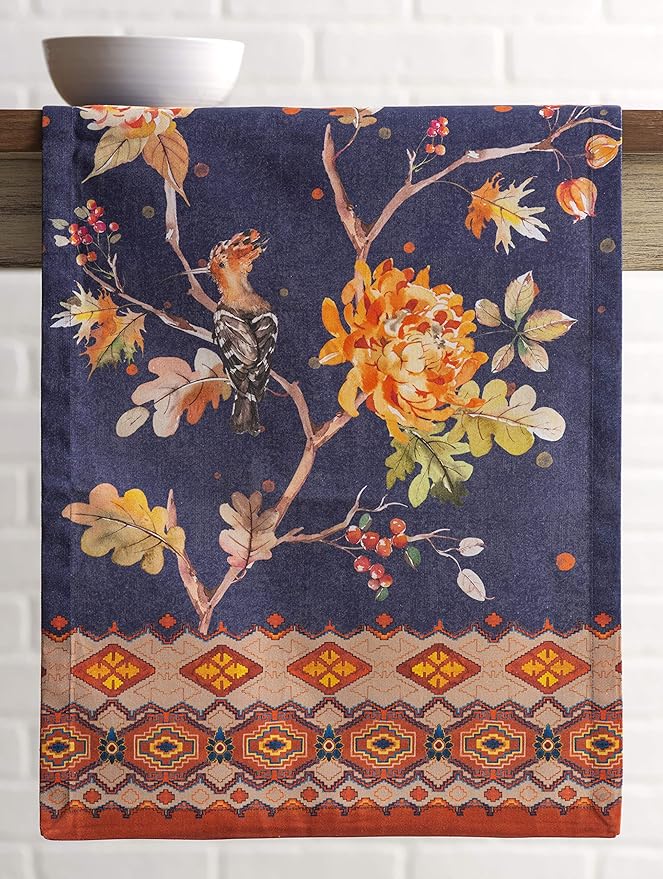 Maison d' Hermine Table Runner 100% Cotton Single Layer Table Runners 90 inches Long for Thanksgiving Christmas Decorations Home Kitchen Dining Party Wedding (Kelim - Infinity, 14.5" x 90")