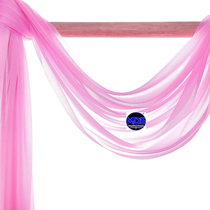 MDS Halloween Chiffon Draping Fabric - 1 Panel, 30" Wide x 50ft Long - Sheer Spooky Arbor & Canopy Drapery for Haunted House Backdrops, Party Ceilings, DIY Costumes & Themed Events - Bubblegum Pink
