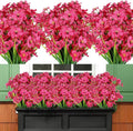 AmyHomie 20 Bundles Artificial Flowers for Outdoor Outside Spring Summer Decoration UV Resistant Faux Flowers No Fade Fake Plastic Plants Garden Porch Window Box Decorating (Fuchsia)