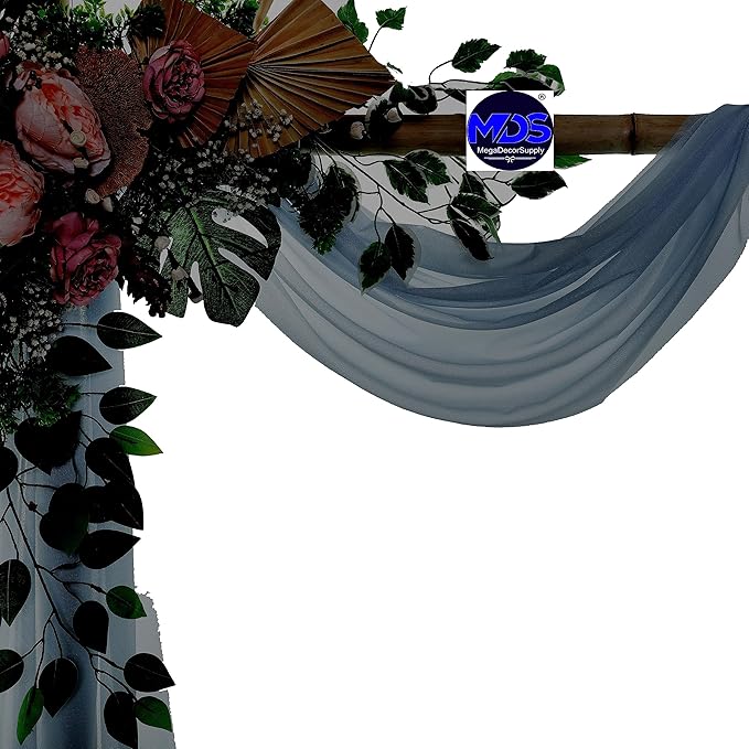 MDS Halloween Chiffon Draping Fabric - 2 Panel, 30" Wide x 20ft Long - Sheer Spooky Arbor & Canopy Drapery for Haunted House Backdrops, Party Ceilings, DIY Costumes & Themed Events - Dusty Blue
