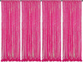 Iridescent Hot Pink Curtains Sequin Backdrop for Wedding Party - 2FT x 8FT Photo Background Backdrop Sparkly Baby Shower Decorations 4 Pcs