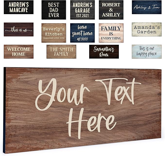 Personalized Signs for Home, Custom Sign with Any Text, 3 Sizes - 12 Background Options & 8 Fonts - Customizable Sign 11X5
