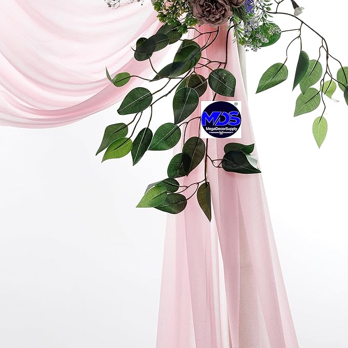 MDS Halloween Chiffon Draping Fabric - 2 Panel, 30" Wide x 40ft Long - Sheer Spooky Arbor & Canopy Drapery for Haunted House Backdrops, Party Ceilings, DIY Costumes & Themed Events - Blush Pink