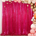 ShiDianYi Sequin Curtain Backdrop 8FT X 10FT Hot Pink Sequin Photo Backdrop Wedding Window Curtain Backdrop -Perfect for Christmas Parties