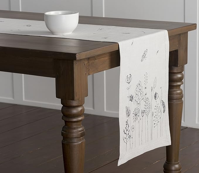 Maison d' Hermine Table Runner 100% Cotton Single Layer Table Runners 108 inches Long Decorative for Home Kitchen Dining Party Baby Shower Wedding Bridal Shower Spring Summer (Flore, 14.50" x 108")