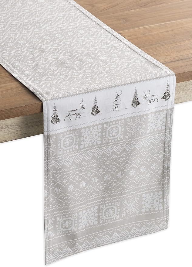 Maison d' Hermine Table Runner 100% Cotton Single Layer Table Runners 36 inches Long Decorative for Home Kitchen Dining Party Baby Shower Wedding Bridal Shower (Cozy Christmas, 14.50" x 36")