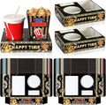 Faccito 36 Pcs Movie Night Snack Trays Movie Theater Snack Boxes Night Supply Disposable Paper Holder Tray for Popcorn Food Candy Drink Party 8 x 6 Inch(Black Gold,Cute Style)