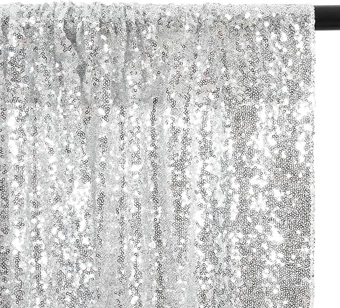 Eternal Beauty Silver Sequin Backdrop, 4x6 Ft Glitter Background Curtains for Shimmer Photography Party Wedding Birthday Back Drop Decor