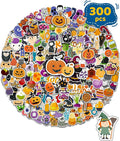 300 PCS Halloween Pumpkin Stickers, Vinyl Waterproof Stickers for Water Bottles Laptop Skateboard Computer, Halloween Party Favors Gifts Funny for Kids Teens Adults
