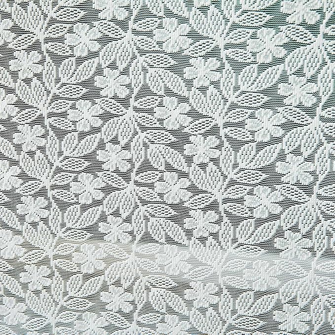 Lace Tablecloth Leaf Pattern Warp Knitting Fabric Solid White Rectangle/Oblong Table Cover for Kitchen Dining Farmhouse Wedding Party Decor Ivory, 55x102 Inch