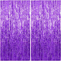 2 Pack Foil Curtain Backdrop Purple Metallic Tinsel Foil Fringe Curtains Photo Booth Props for Birthday Wedding Engagement Baby Shower Bachelorette Christmas Holiday Celebration Party Decorations