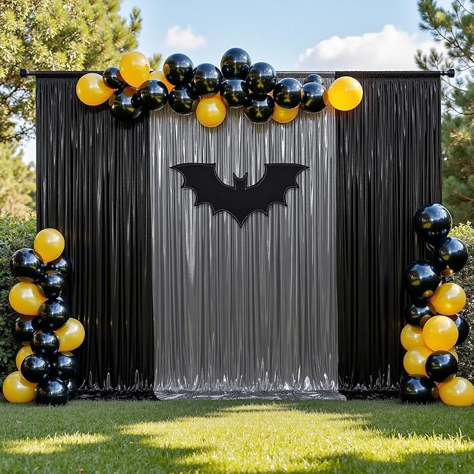30ftx10ft Black Silver Glitter Sequin Backdrop Curtain for Parties, Wrinkle Free Sparking Backdrop Drapes, 6 Panels 5x10ft Shimmer Photo Back Drop Cloth for Wedding Birthday Photography
