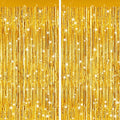 2Pack Gold Party Streamers, Gold Metallic Tinsel Streamers for Birthday Wedding Party Decors Graduation, Baby Shower, Photo Booth Props for Bachelorette Decors Xmas Halloween Party Supplies Backdrop