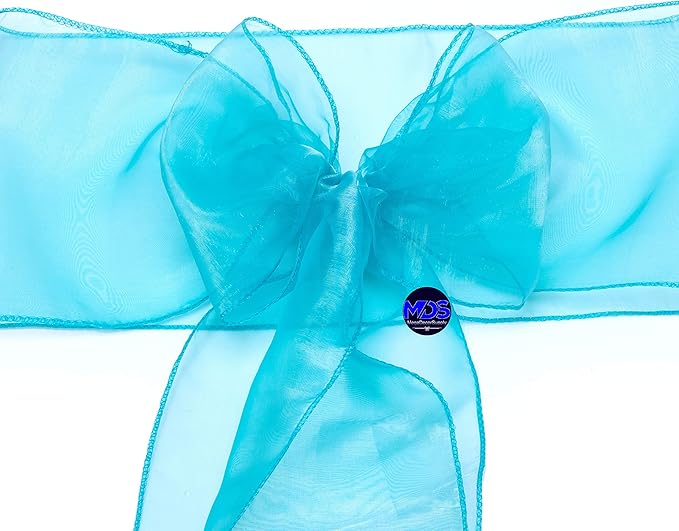 MDS Pack of 100 PCS Organza Chair Sashes Wider Dining Chair Bows Ribbon Tie Back for Wedding Party Birthday Bridal Shower Reception Event Banquet Home Chair Cover Decoration - Light Teal