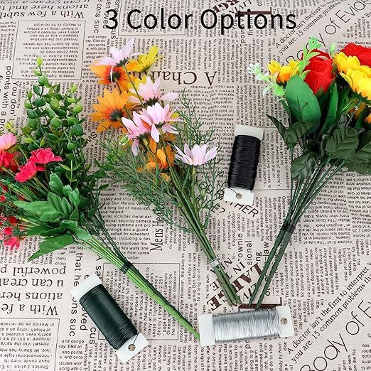 Silver Floral Wire - 152 Yards, 22 Gauge, Flexible for Flower Arrangement, Garland, Wreaths, Plant Crafts