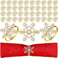 Patelai 48 Pieces Snowflake Napkin Rings Thanksgiving Christmas Napkin Holders Exquisite Household Rhinestone Napkin Rings Set for Christmas Wedding Dinner Party Table Decoration (Gold)