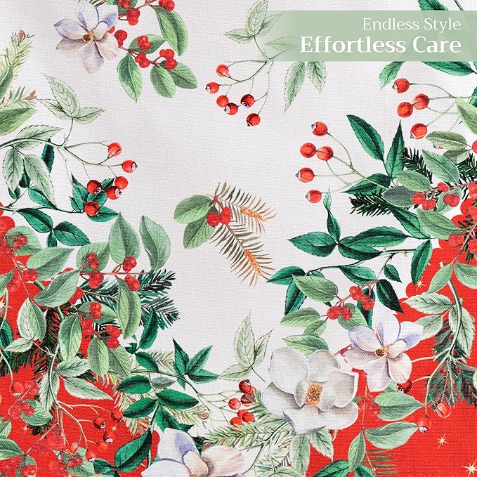 Maison d' Hermine Table Runner 100% Cotton Double Layer Table Runners 108 inches Long for Thanksgiving Christmas Decorations Home Kitchen Dining Party Wedding (Noel, 14.5" x 108")