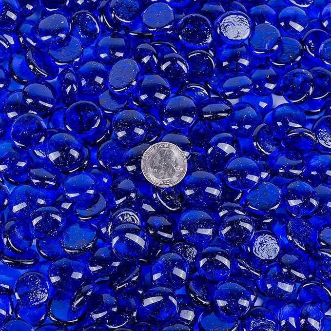 Galashield Flat Glass Marbles for Vases Cobalt Blue Glass Gems Beads Pebbles Vase Filler (5 LBS, Approx. 540 PCS)