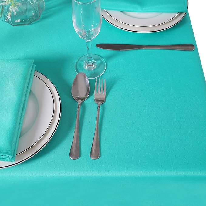 60 inch Round Tablecloth Washable Polyester Table Cloth Decorative Table Cover for Wedding Party Dining Banquet（60 inch,Turquoise）