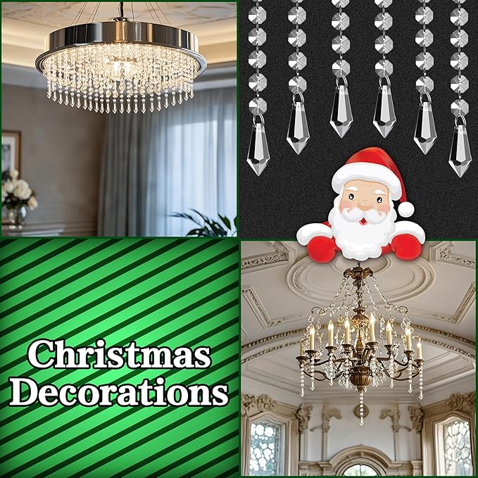 100 Pack Hanging Crystals - Clear Acrylic Prisms Pendant Ornaments for Christmas Tree, Centerpieces, Chandelier, Window & Home Decor, Ideal for Weddings, Parties Decorations (Icicle)