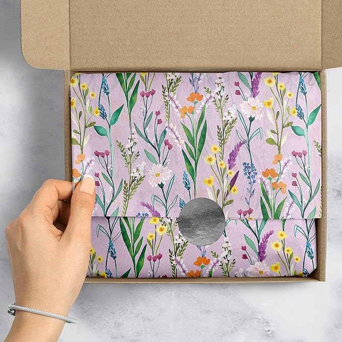Colors of Rainbow - Wildflower - 12 Sheets, 20 inch X 29 inch - Italian Print Tissue Paper for Decoupage Gift Basket Gift Bag Party Crafts (Wildflower)