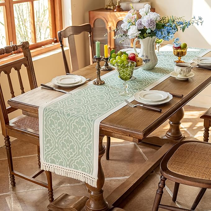 Table Runners 119 Inches,Waterproof Boho Table Runner with Tassel Fringe,Table Runner for Party Coffee Table