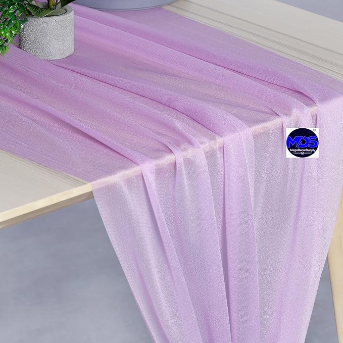 MDS 2 Pack 10ft Chiffon Table Runner 29 x 120 Inches Sheer Wedding Runner Romantic Rustic Table Runner for Wedding Decorations, Birthday Parties, Bridal Shower Party Arch Decor - Orchid